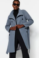 Trendyol Gray Belted Long Stamped Coat