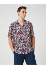 Koton Summer Shirt with Short Sleeves, Turndown Collar