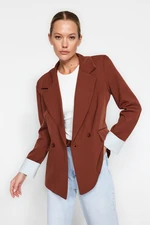 Trendyol Woven Blazer Jacket with Mink Cuffs Striped Regular Lined, Double Breasted Closure