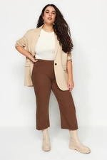 Trendyol Curve Brown High Waist Wide Cut Jeans