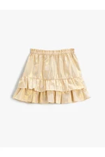 Koton Above the Knee Skirt With Shiny Frilled Elastic Waist.