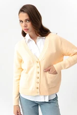 Lafaba Women's Salmon Gold Buttons Knitwear Cardigan