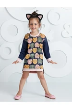 Mushi Cats Navy Blue Girls' Dress