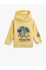 Koton Wolf Print Hooded Sweatshirt Long Sleeve