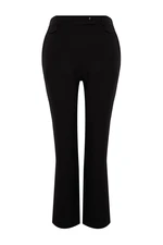 Trendyol Curve Black Straight Fit High Waist Weave Trousers