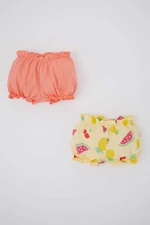 DEFACTO Baby Girl Fruit Patterned Combed Cotton 2-Pack Shorts