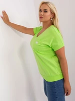 Light green women's blouse plus size with pocket