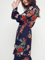 Navy blue floral cape with flounces Yups