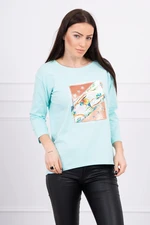 Blouse with 3D Bird mint graphics