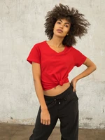 FOR FITNESS red T-shirt with V-neck