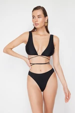 Trendyol Black Triangle kravata Bikini Top