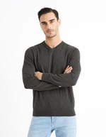 Dark grey men's basic sweater Celio Decotonv