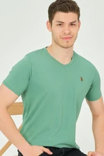 T8568 DEWBERRY V-NECK MEN'S T-SHIRT-PLAIN LIGHT GREEN