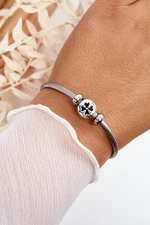 Women's Steel Bracelet with Silver Clover