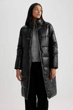 DEFACTO Relax Fit Recycled Filling Faux Leather Coat