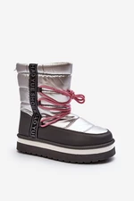 Women's snow boots with silver lacing