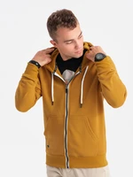 Ombre BASIC men's zip-up hoodie - mustard