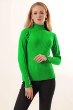 Bigdart 15786 Buttoned Turtleneck Sweater - E.green