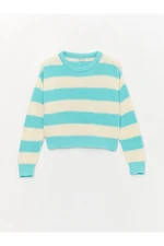 LC Waikiki Girls Kids Crew Neck Striped Long Sleeve Crop Knitwear Sweater