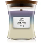 Woodwick Trilogy Calming Retreat vonná sviečka s dreveným knotom 275 g