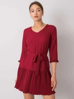 Burgundy pleated dress