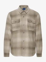 Beige Checkered Shirt Blend - Men