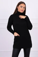 Sweater with stand-up collar black