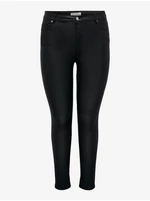 Čierne dámske koženkové skinny fit džínsy ONLY CARMAKOMA Anne