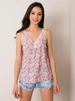 SUBLEVEL Top with flowers in dark pink