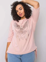 Powder pink cotton blouse with appliqués