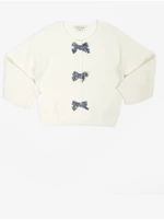 White Girly Ribbed Sweater with Tom Tailor Bows