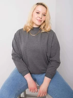 Sötétszürke melange pulóver plus size basic