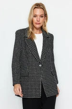 Trendyol Black Lined Silvery Tweed Woven Blazer Jacket