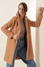 Bigdart 9082 Oversized Stamped Coat - Camel