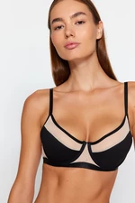 Trendyol Black Polyamide Tulle Detailed Covered Bra