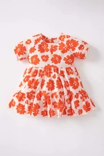 DEFACTO Baby Girl Floral Short Sleeve Linen Look Dress