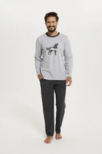 Men's pyjamas Tikal, long sleeves, long trousers - melange/graphite