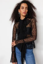 Trendyol Black Flounce Lace Blouse