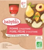 BABYBIO doypack jablko, hruška, broskyňa 4 x 90 g