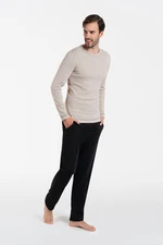 Men's pyjamas Zermat, long sleeves, long pants - beige melange/black