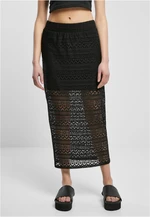 Women's Stretch Crochet Lace Midi Skirt Black