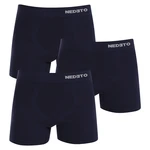 3PACK Men's Boxer Shorts Nedeto Seamless Bamboo Blue