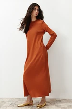 Trendyol Cinnamon Shoulder Button Detailed Knitted Dress