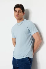 Trendyol špinavě modré pánské základní regular cut posádky neck krátký rukáv tričko