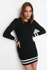 Trendyol Black Mini Knitwear Striped Hem Dress