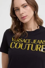 Bavlněné tričko Versace Jeans Couture černá barva, 76HAHG03 CJ00G