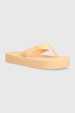 Žabky Calvin Klein Jeans FLATFORM FLIPFLOP JELLY dámské, oranžová barva, na plochém podpatku, YW0YW01398