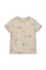 Dětské bavlněné tričko Liewood Apia Printed Shortsleeve T-shirt béžová barva, s potiskem