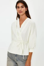 Trendyol Stone Double Breasted Tie Detail Woven Blouse