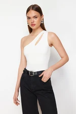 Trendyol White Cut Out Detailed Snap-on Knitted Bodysuit